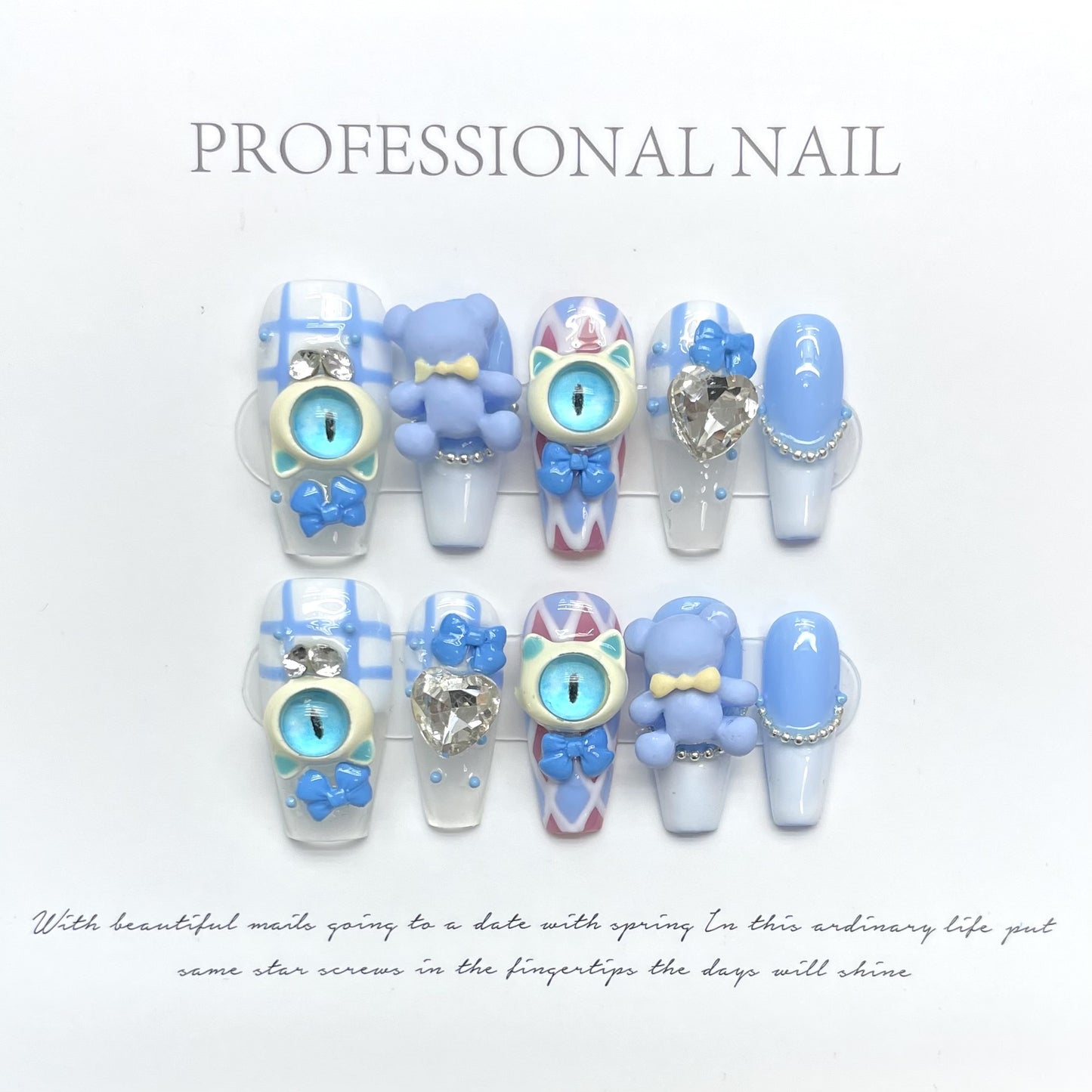 【Original Design】Cute monster cartoon wearable nails for sweet and cool girls