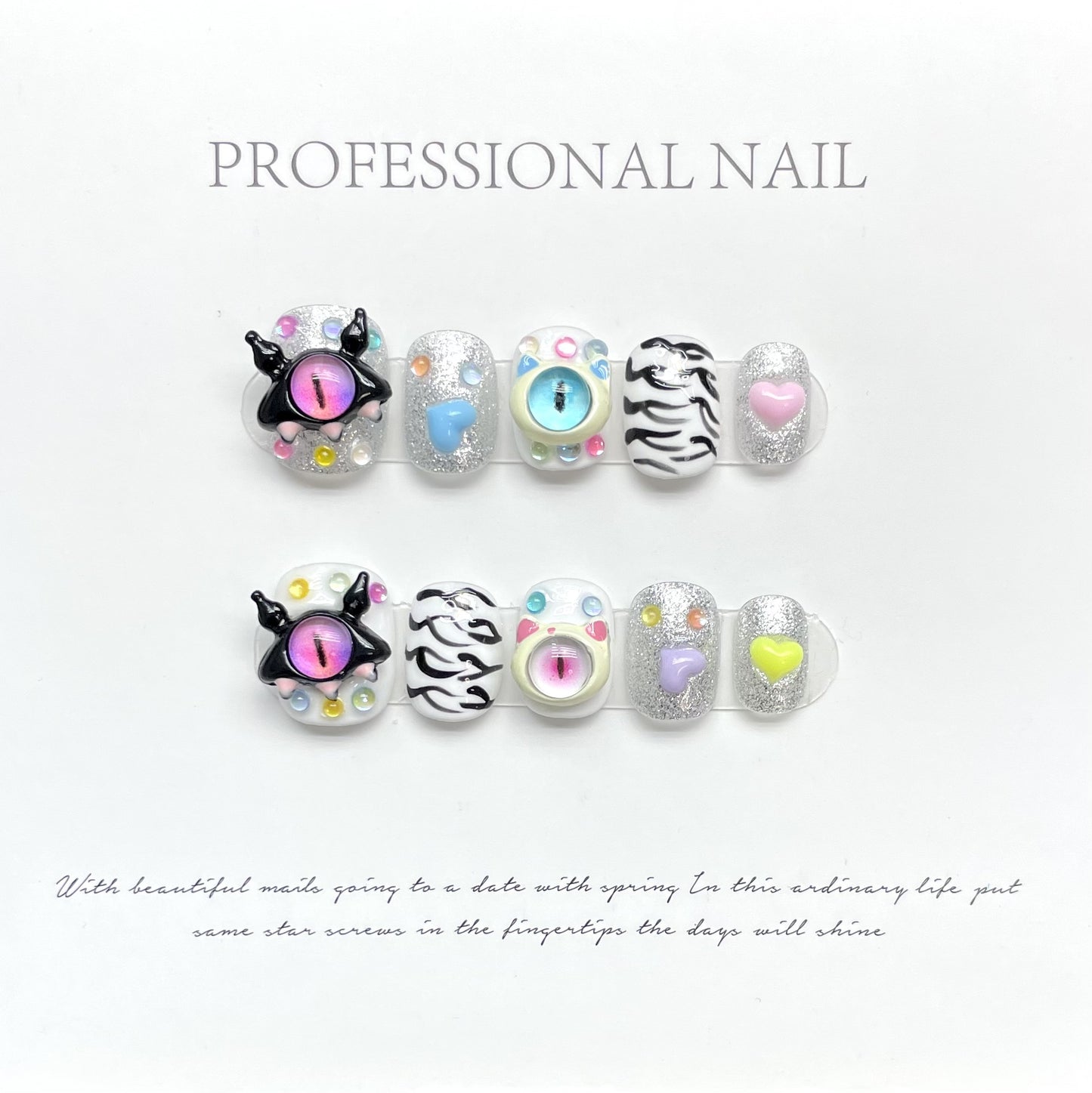 【Original Design】Cute monster cartoon wearable nails for sweet and cool girls