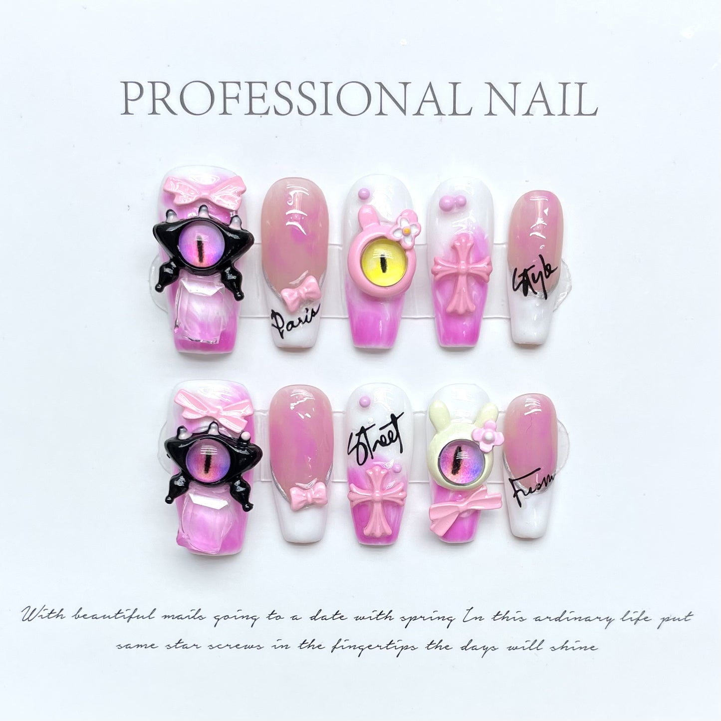 【Original Design】Cute monster cartoon wearable nails for sweet and cool girls