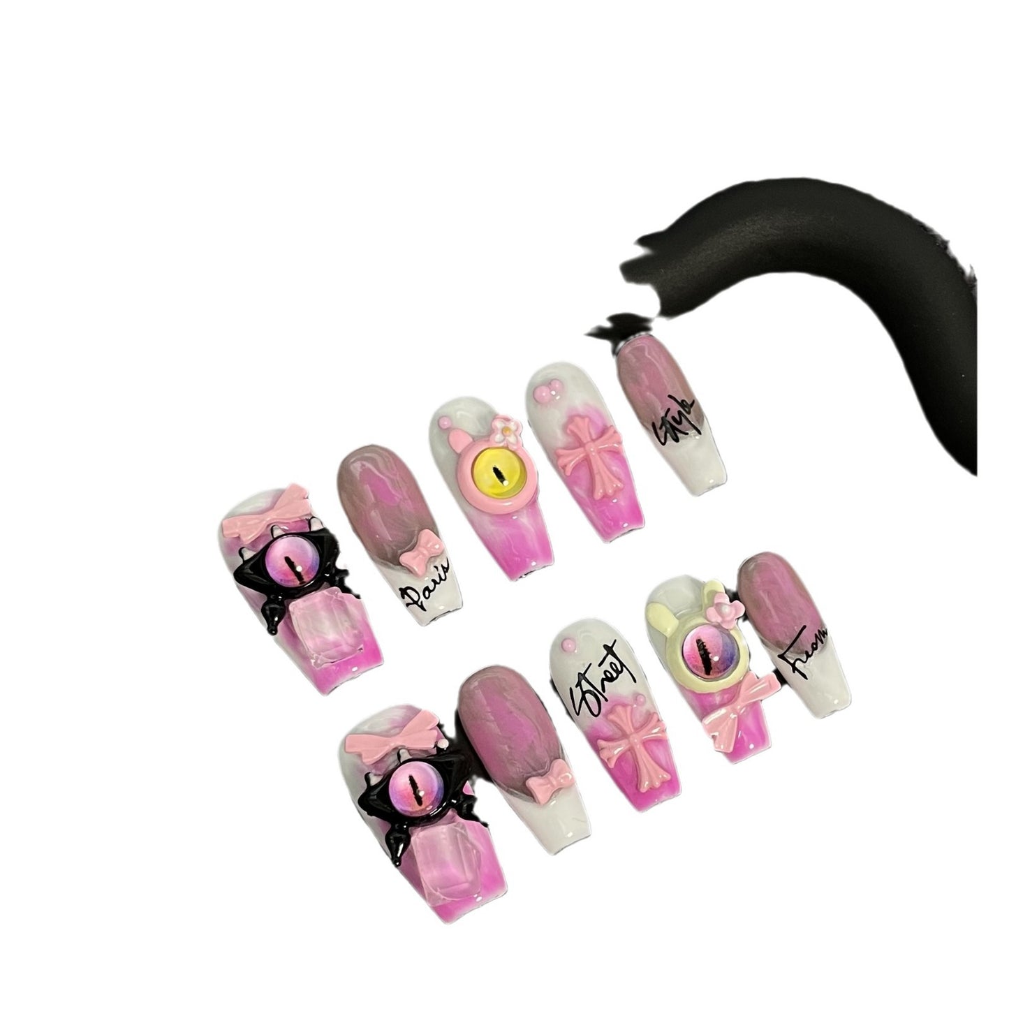 【Original Design】Cute monster cartoon wearable nails for sweet and cool girls