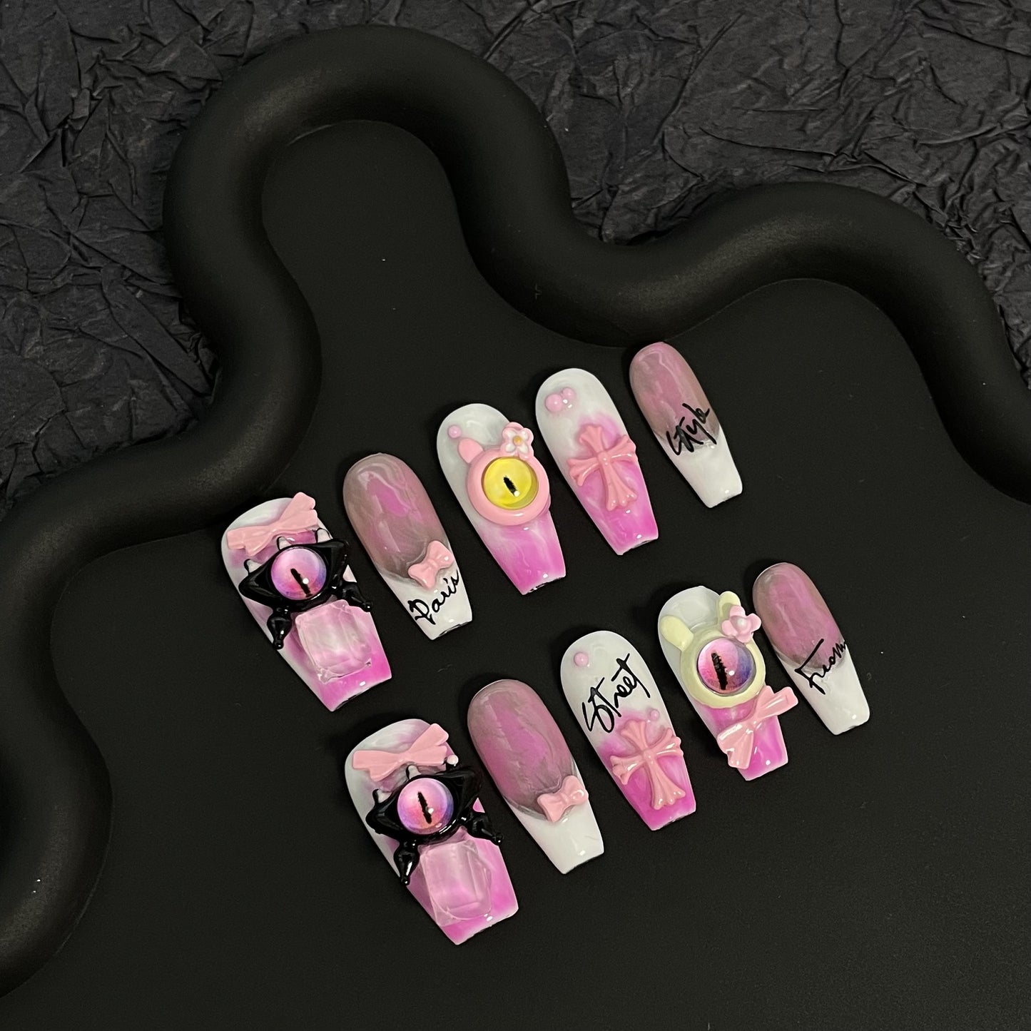 【Original Design】Cute monster cartoon wearable nails for sweet and cool girls